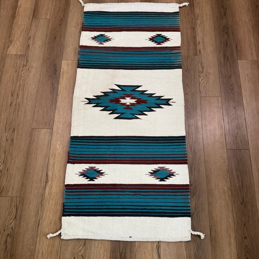 Tejidos Rio Bravo Handwoven Mexican Serape Throw Rug Aztec Southwest